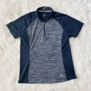 adidas Navy and Heather Gray Short Sleeve Quarter-Zip Golf Athletic Top